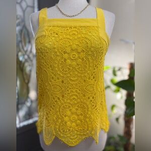 Trina Turk Yellow Guipure Lace Camisole Top | Size S